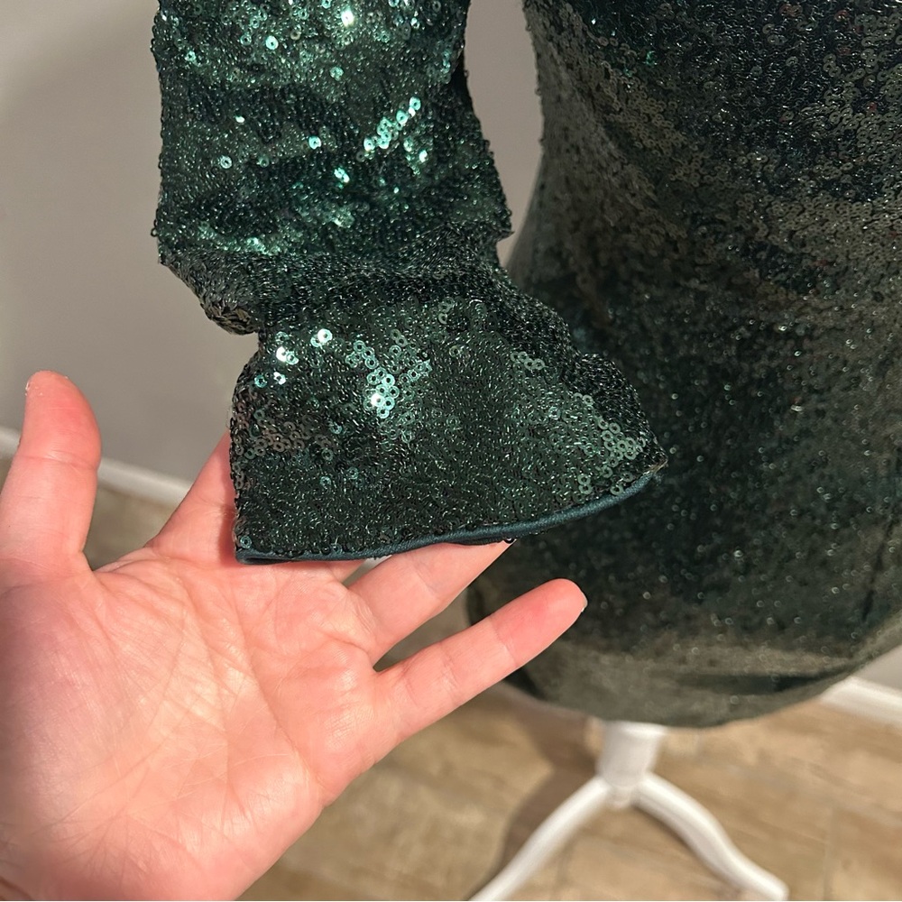 Lulu’s Green Sequin Sparkle Dress Womens Medium - Picture 4 of 9